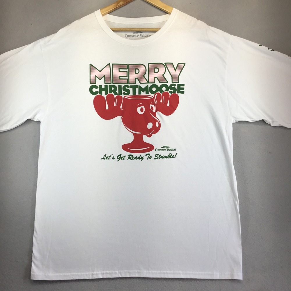 National Lampoon Christmas Vacation Merry Christmoose Long Sleeve Shirt 2X White